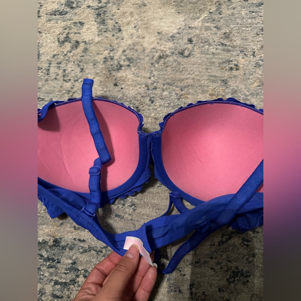 Pink Blue Lace Push-up bra - Picture 2 of 3